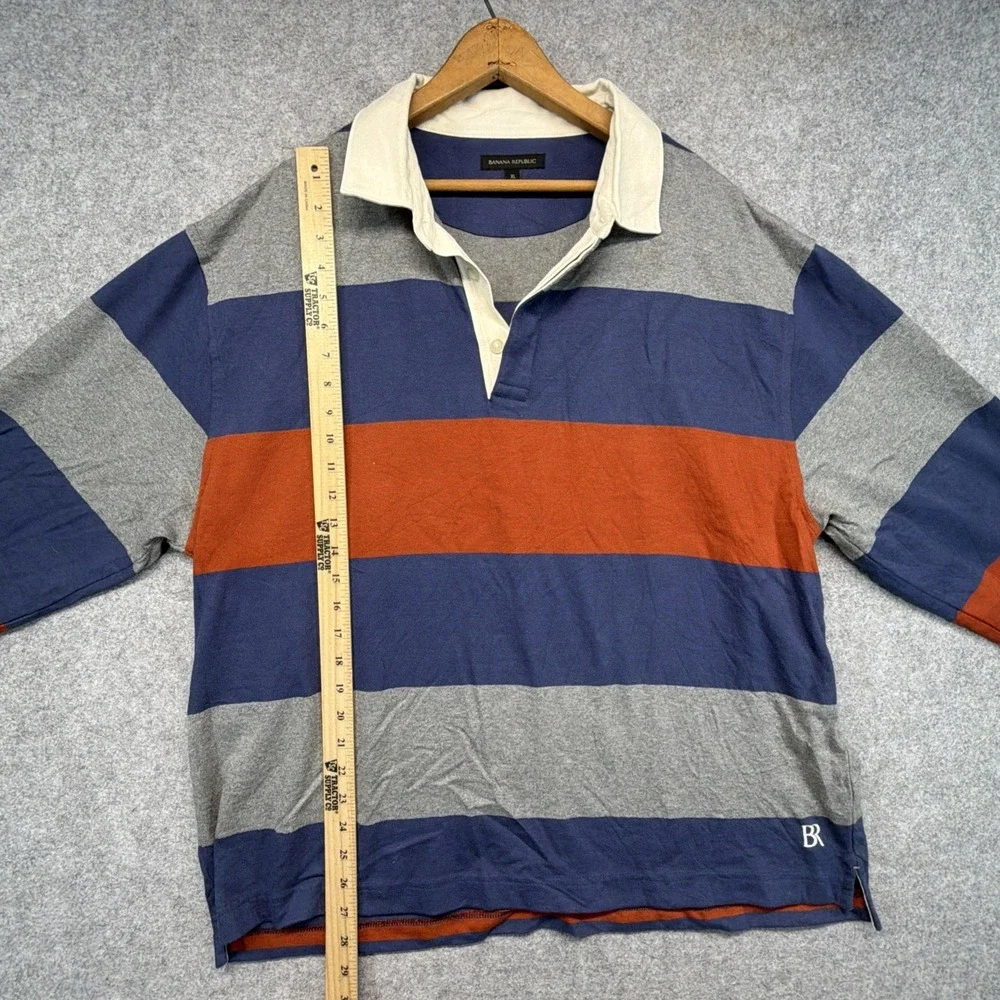Vintage Banana Republic Rugby Shirt Mens XL Colorblock Striped